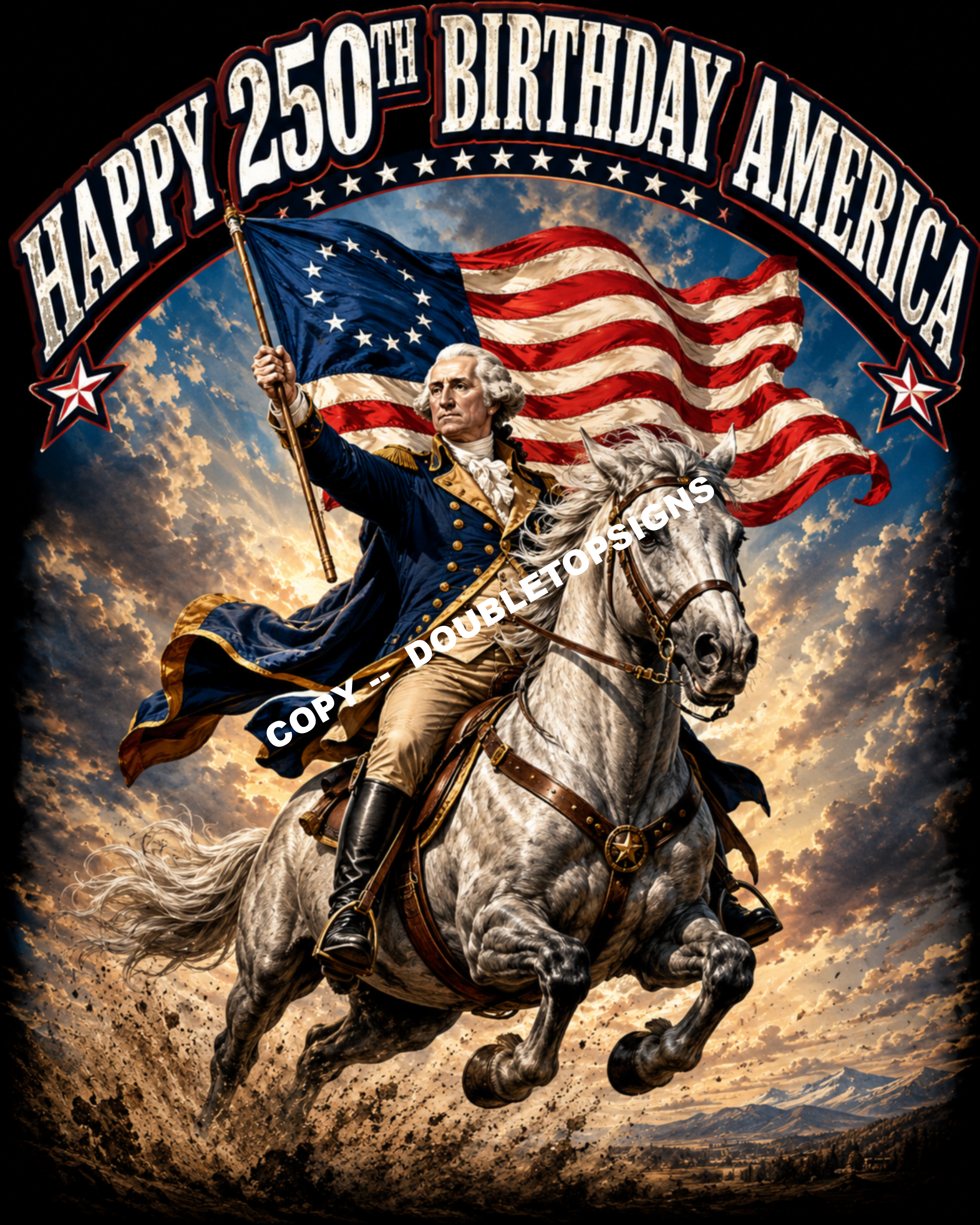 America 250 George Washington on Horseback DTF Print
