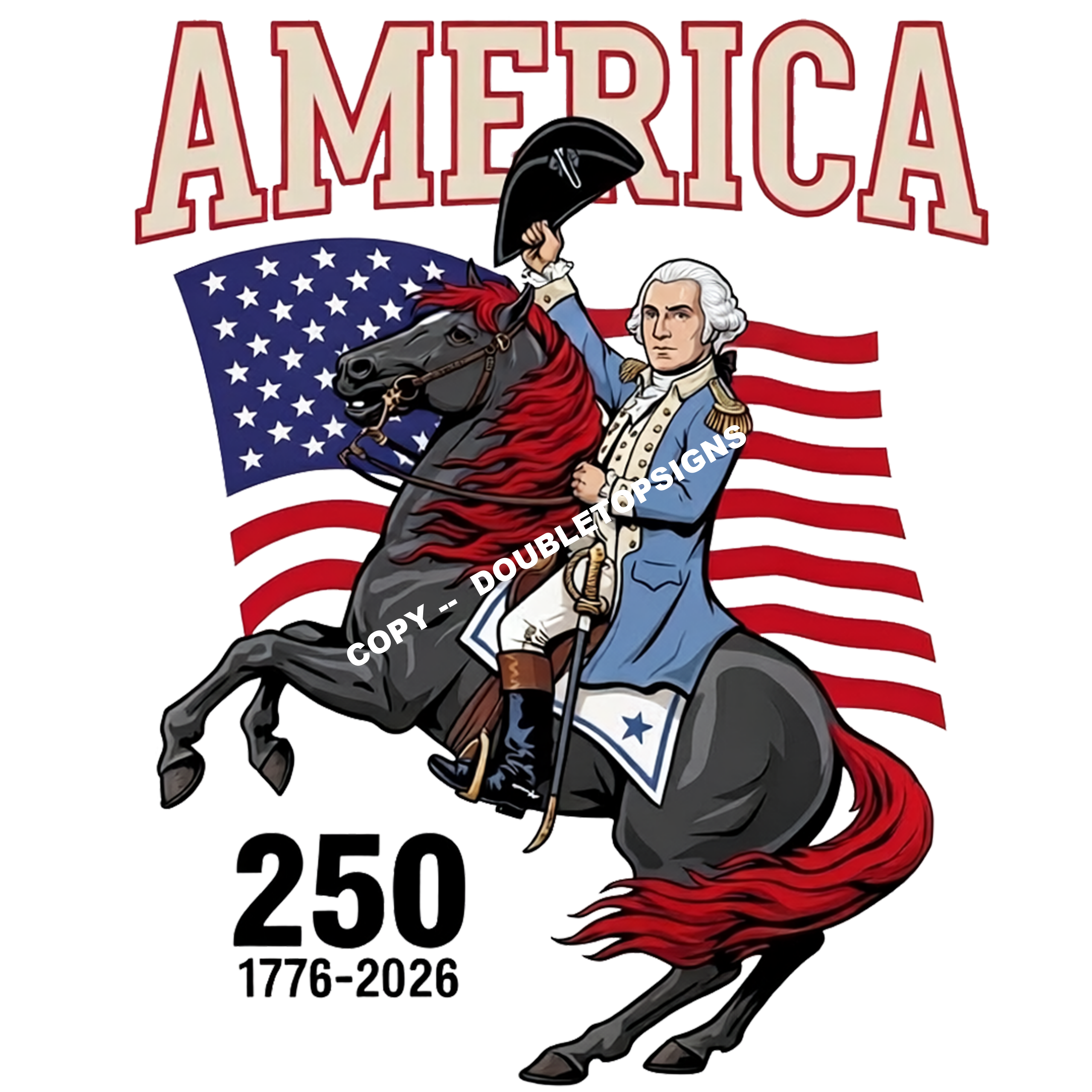 America 250 Cartoon George Washington DTF Print