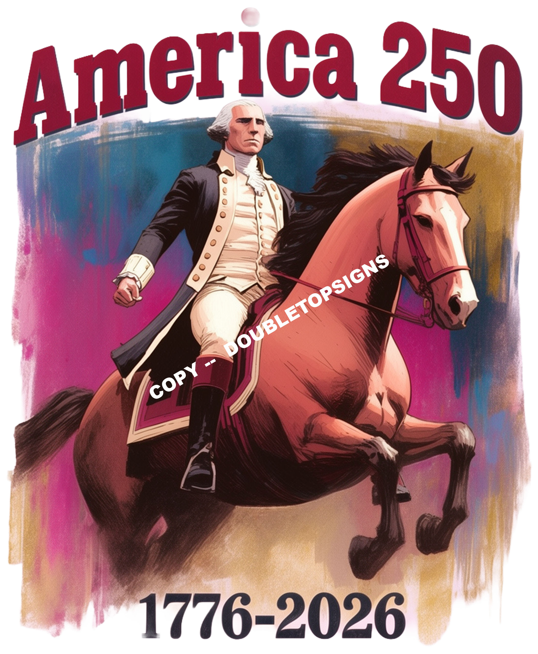America 250 George Washington on Bucking Horse DTF Print