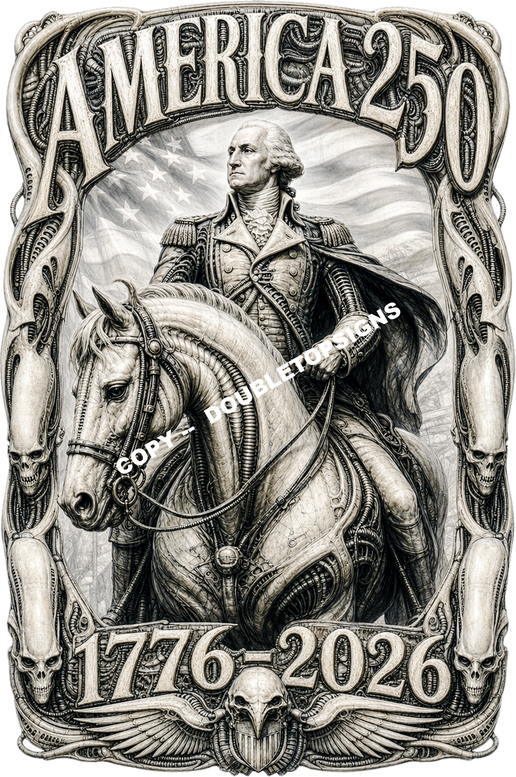 America 250 Futuristic George Washington DTF Print