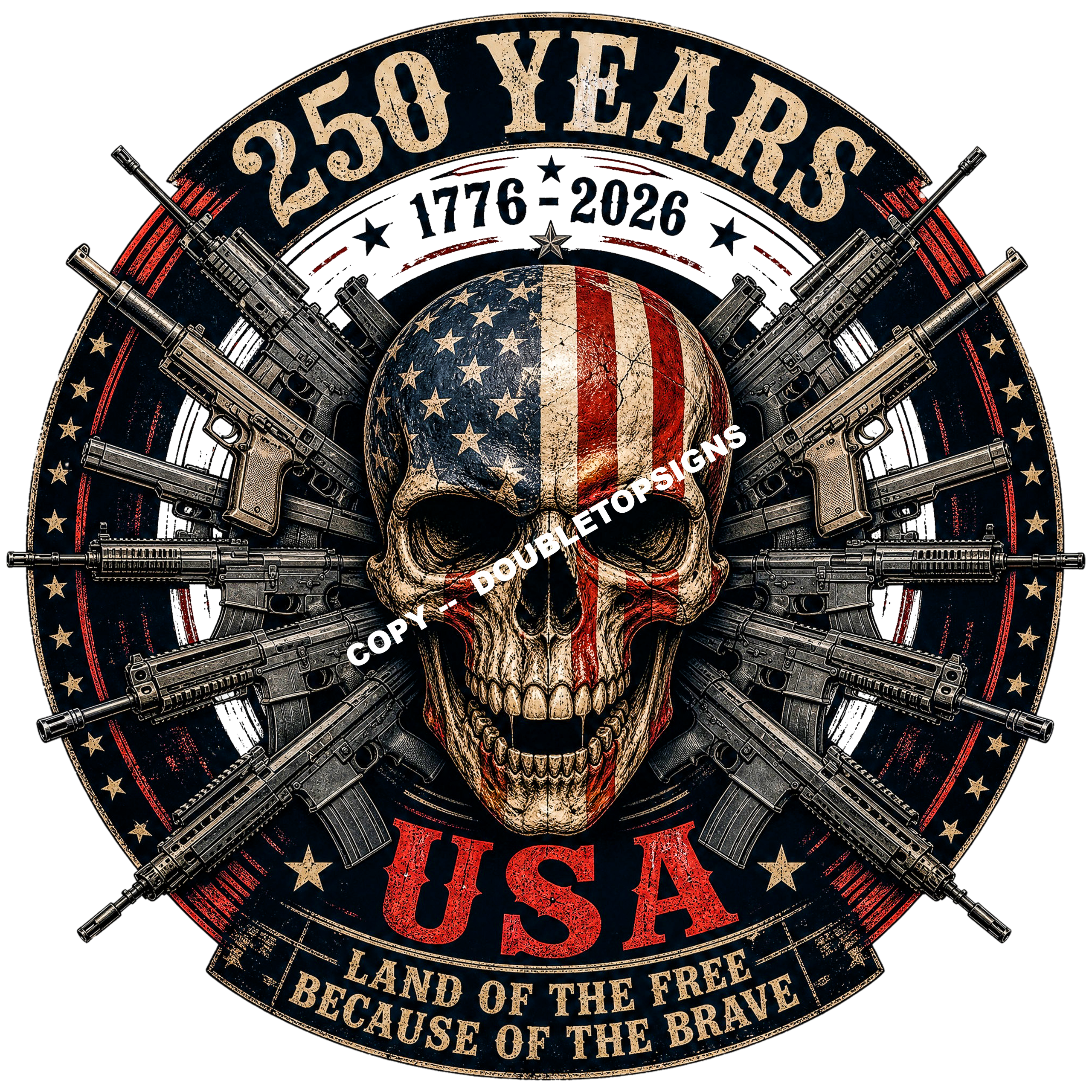 250 Years Land of The Free, Because of the Brave DTF Print